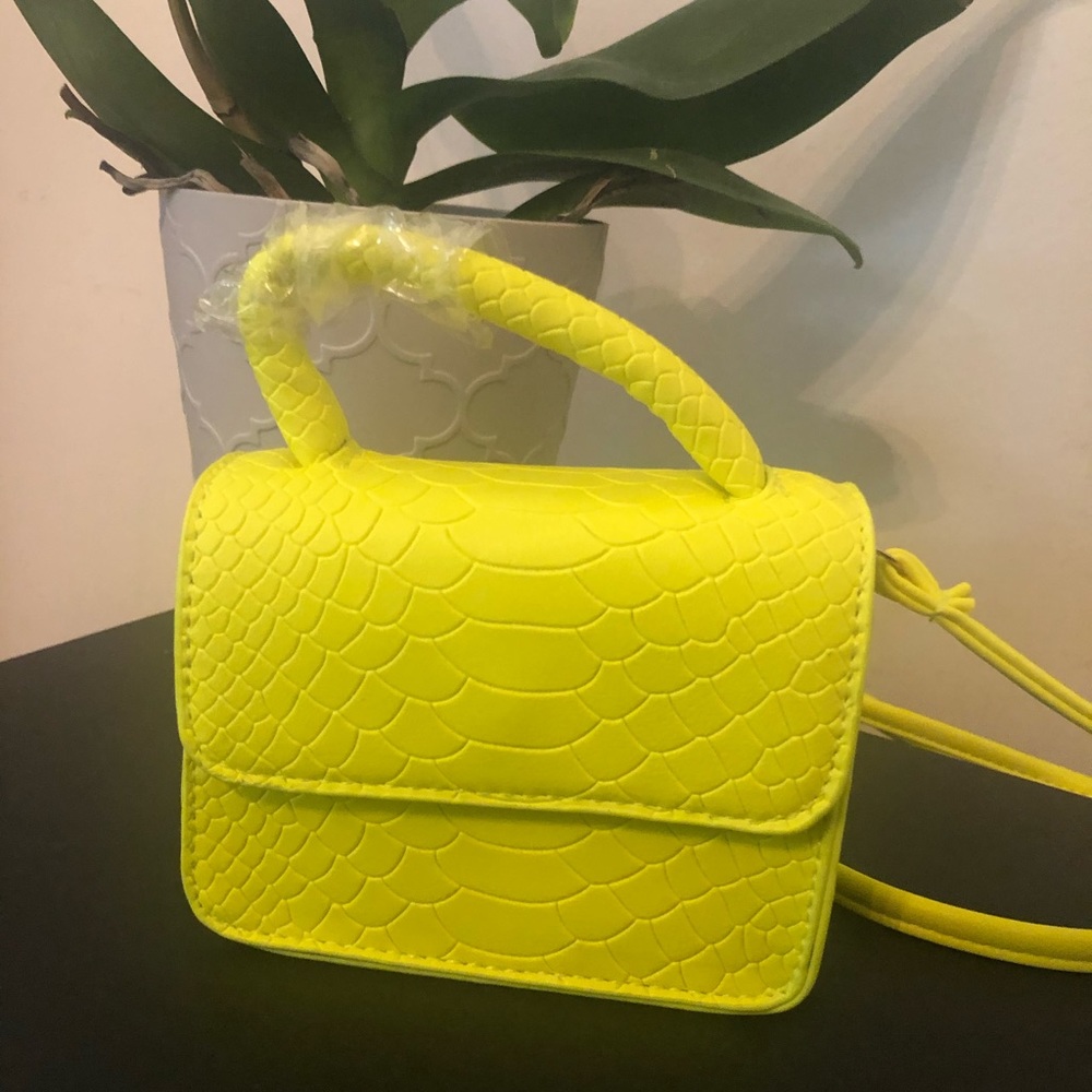 Mini Lime croc embossed satchel bag